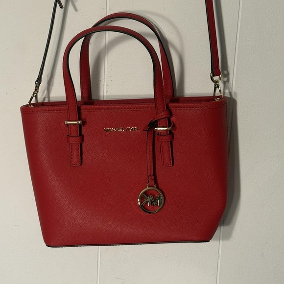 Michael Kors Handbags - Michael Kors Crossbody Bag Womens Red Saffiano Leather Small MK Tote Purse